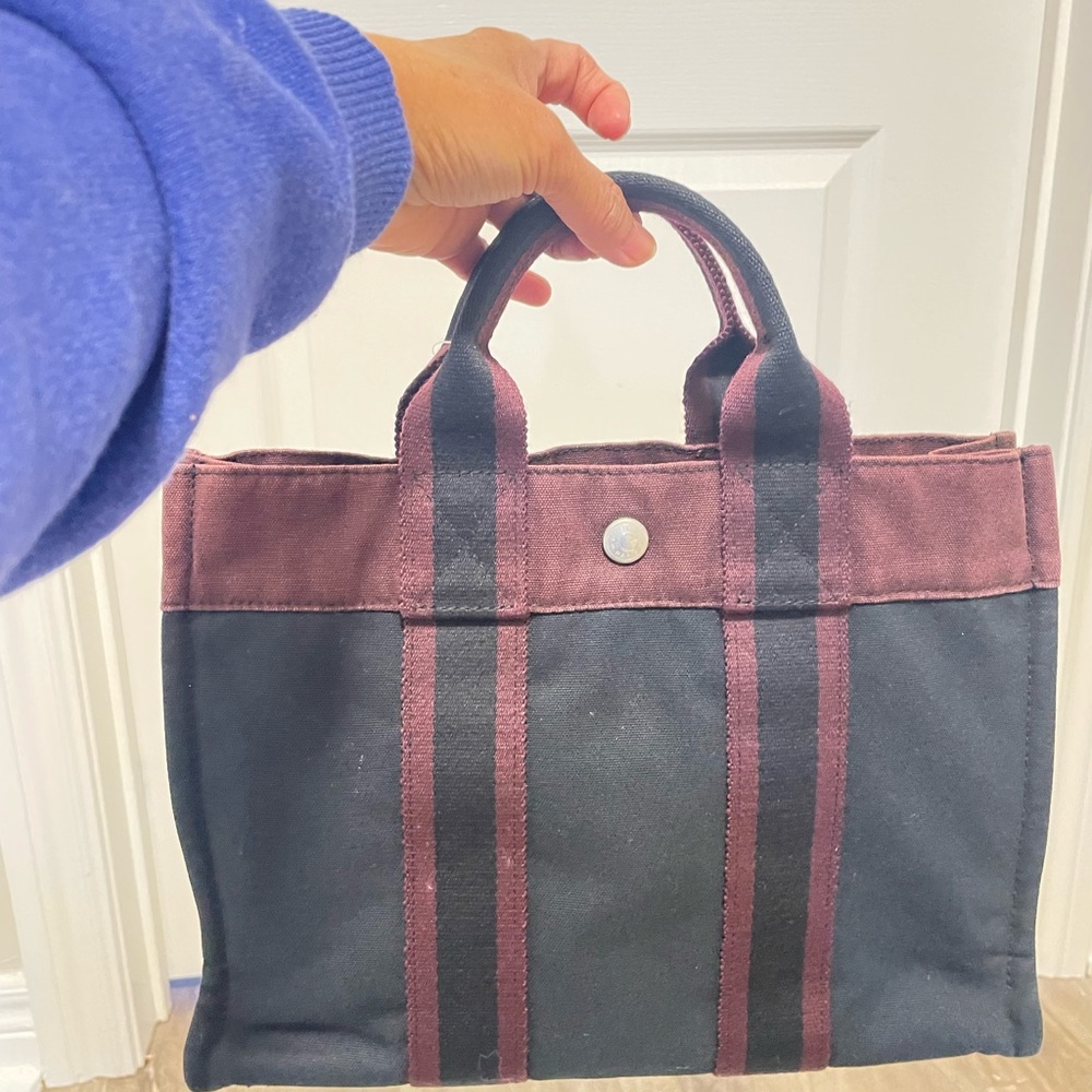 Stylish Black and Burgundy Tote Bag